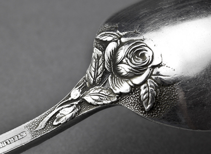 Sterling Silver Baltimore Rose Tablespoon - Schofield & Co, Christening Spoon